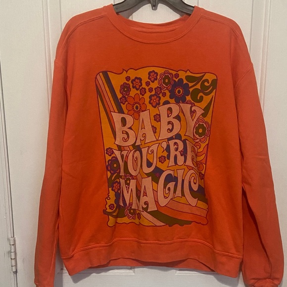 Earthbound Trading Co Tops - Orange Graphic Sweatshirt